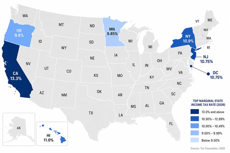Hightest State Income Tax Rates 2026