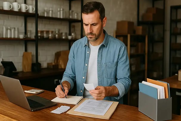 Business person doing paperwork
