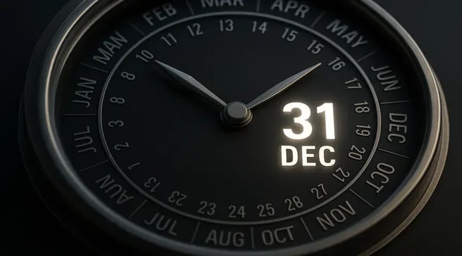 Clock with bold, glowing 