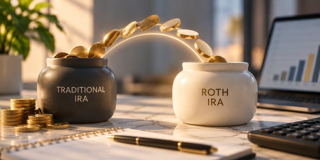 two buckets, one converting over into a Roth IRA