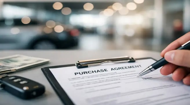 Paper on clipboard titled 