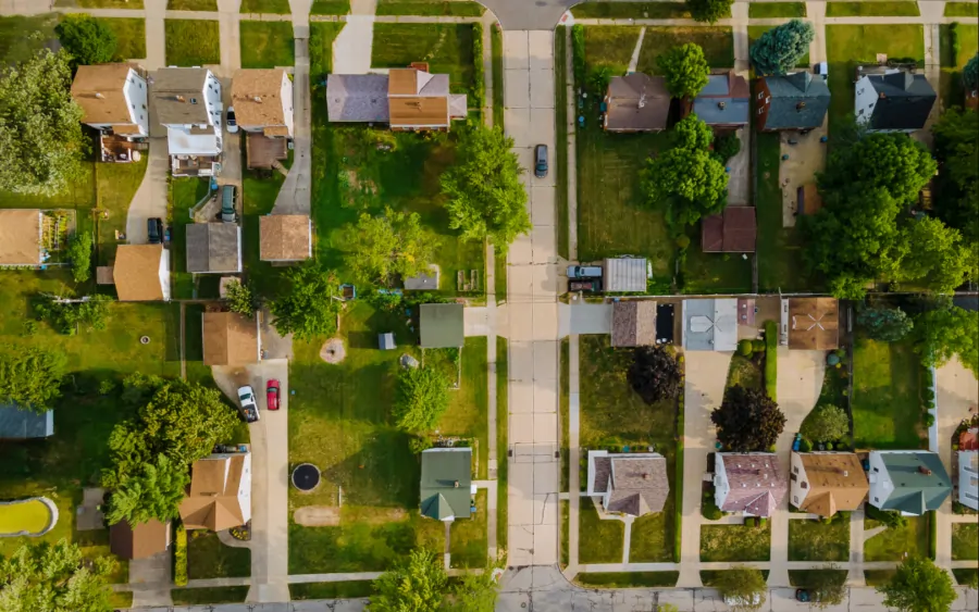 aerial sight of a nice neighborhood