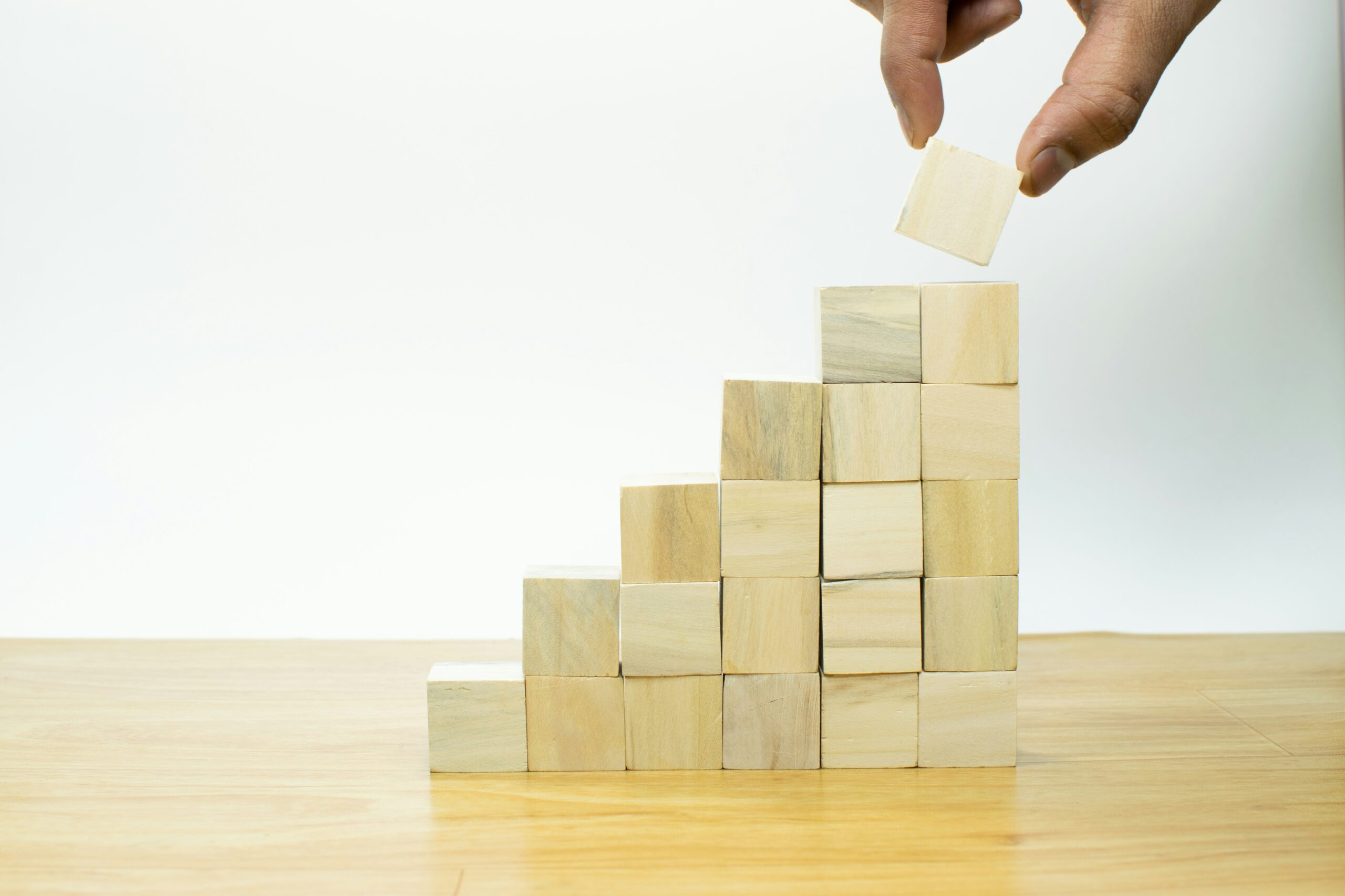 Person with building blocks